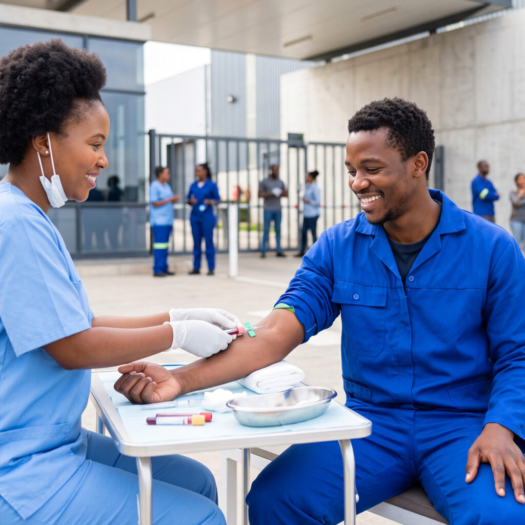 Blood sample being prepared for workplace drug screening