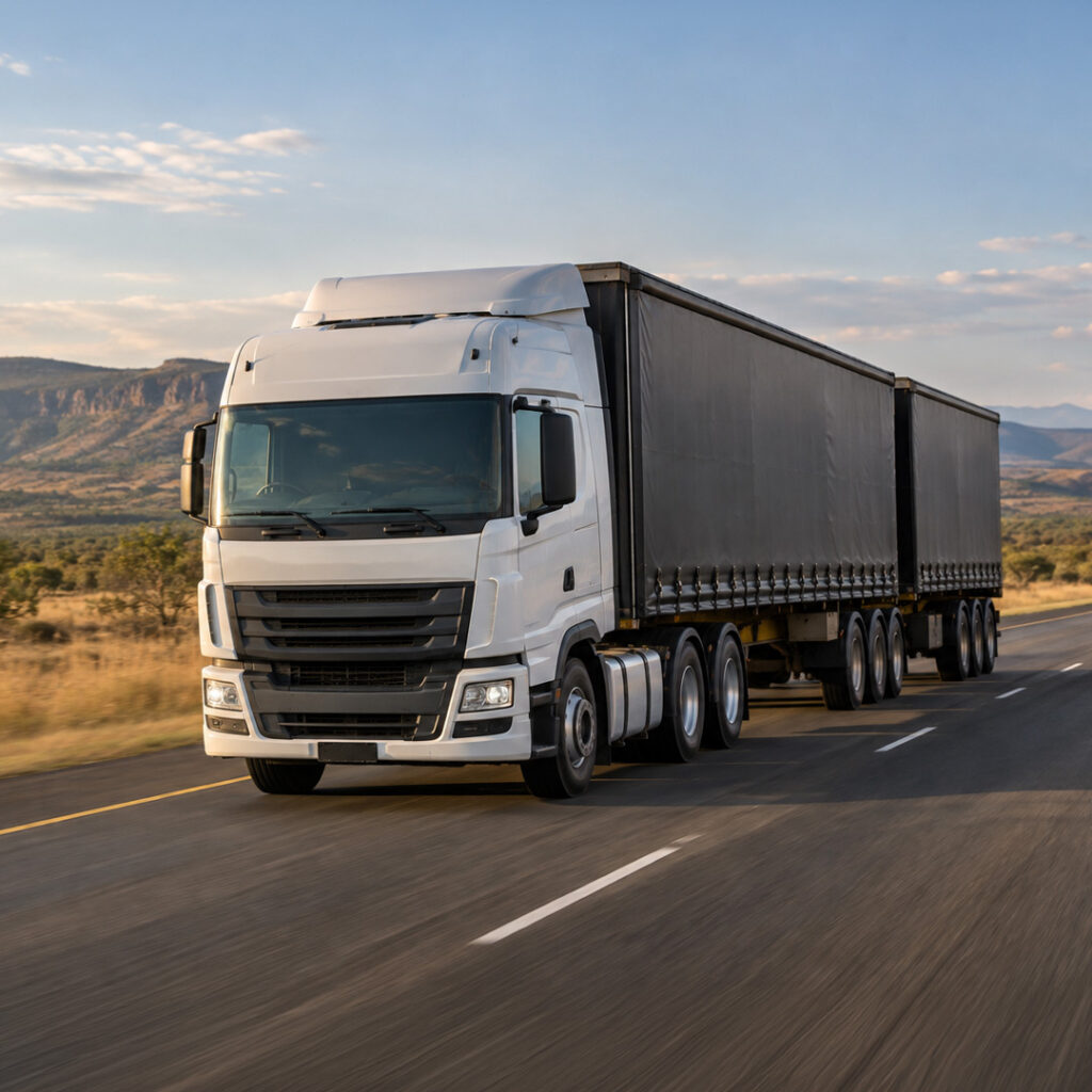 Truck driving on the road